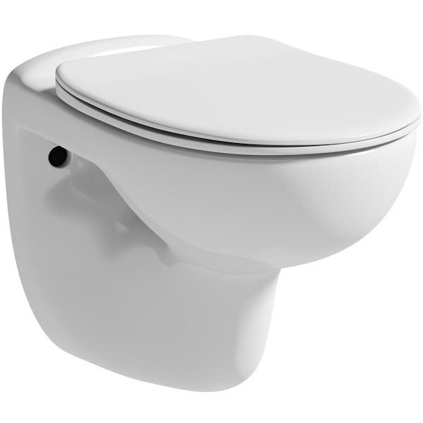 Clarity wall hung rimless toilet with soft close seat