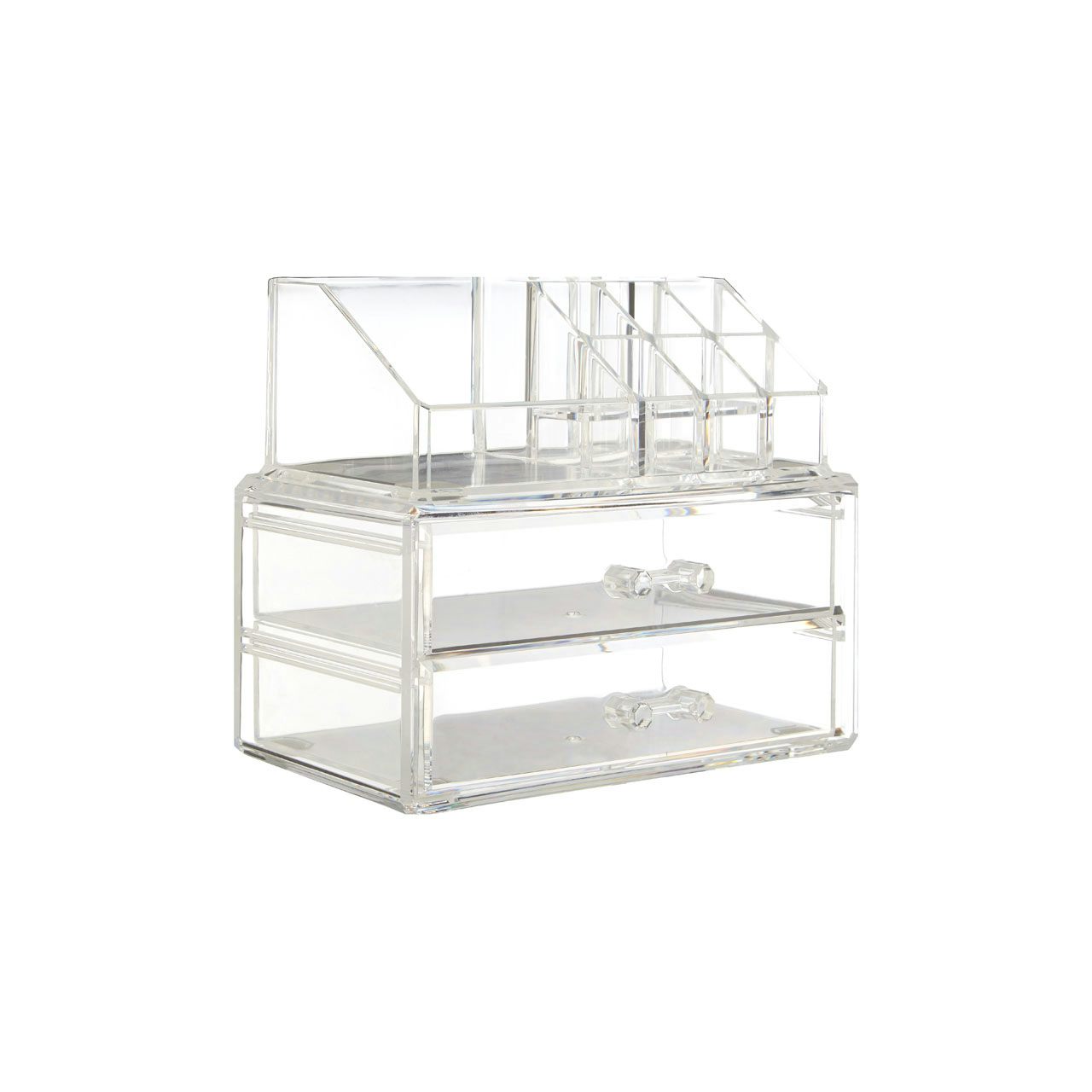 Accents Clear cosmetic organiser with 9 compartments and 2 drawers