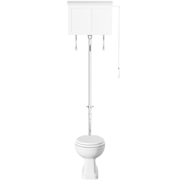 The Bath Co. Camberley high level toilet with white toilet box and seat
