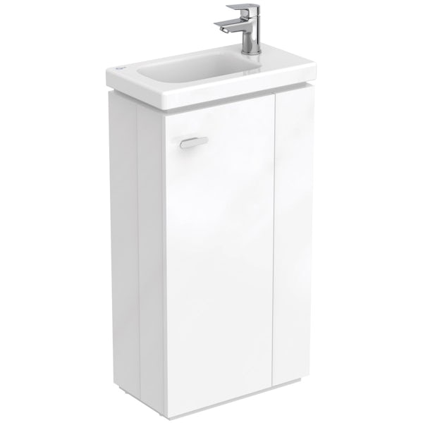 Ideal Standard Concept Space right handed cloakroom corner suite with vanity unit and basin