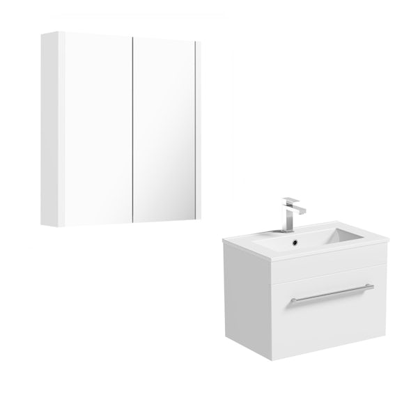 Orchard Derwent white wall drawer unit 600mm and mirror