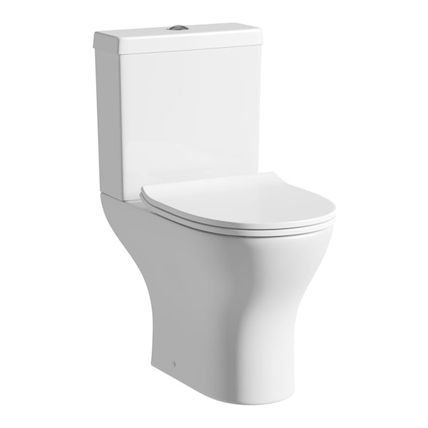 Compact Round close coupled toilet and Pichola wall hung basin cloakroom set