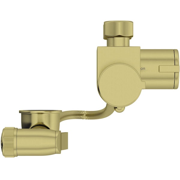 Orchard brushed brass douche kit with thermostatic mixer valve