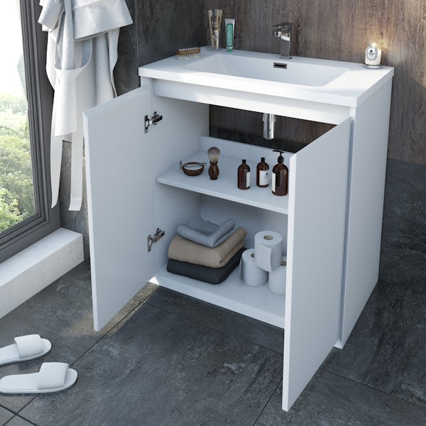 Mode Larsen white gloss floorstanding vanity unit and basin 800mm at ...