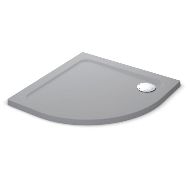 Mira Flight Safe low level anti-slip quadrant shower tray 900 x 900 in Titanium grey