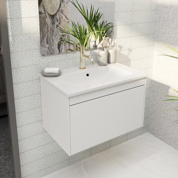 Mode Austin white wall hung vanity unit and basin 600mm