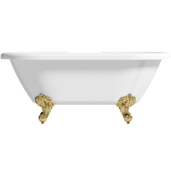 Orchard Traditional double ended roll top bath with brushed brass ball and claw feet