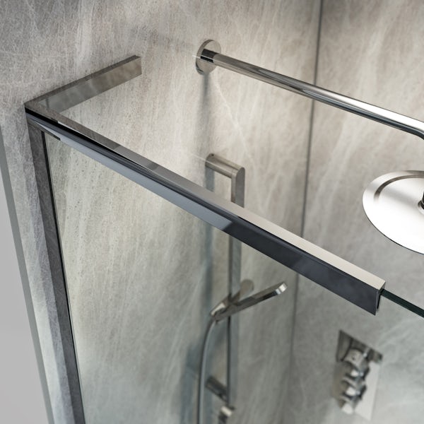 Mode 8mm walk in left handed shower enclosure bundle with grey slate effect shower tray