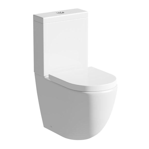 Mode Harrison slate gloss grey corner cloakroom suite with rimless close coupled toilet