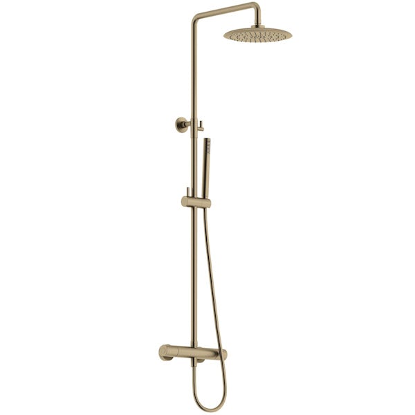 Mode brushed brass cool-touch thermostatic shower mixer system