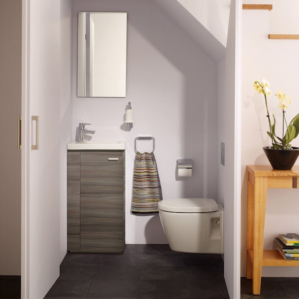 Ideal Standard Concept Space elm floor standing vanity unit and left handed basin 450mm