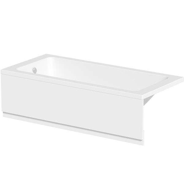 Orchard eco low straight bath and front wooden panel
