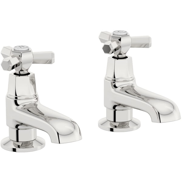 The Bath Co. Beaumont wall mounted basin mixer and bath pillar tap pack