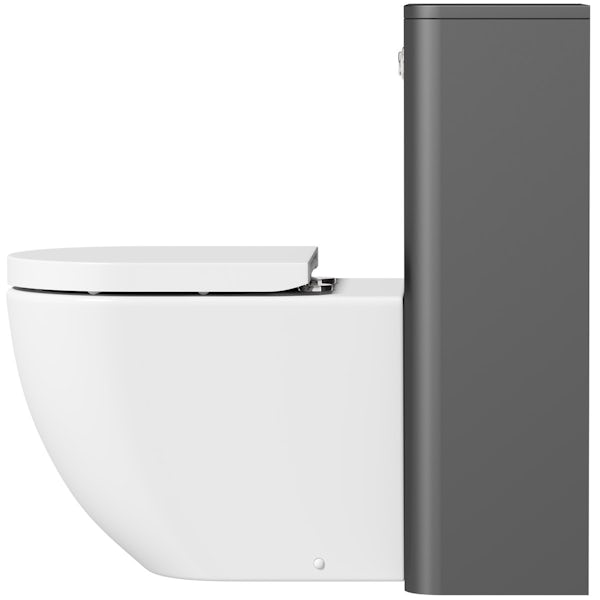 Mode Harrison slate gloss grey back to wall unit and rimless toilet with soft close seat