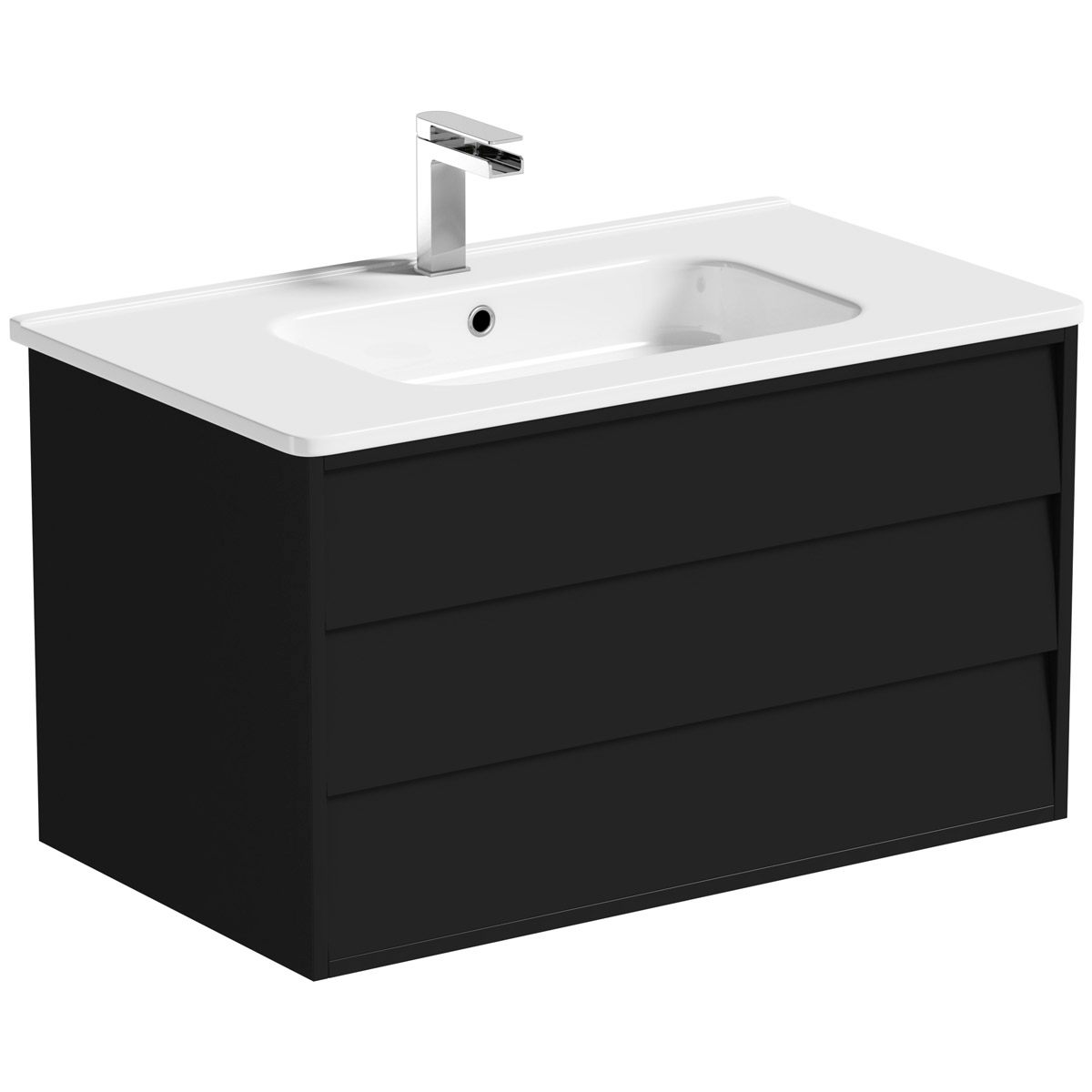 Mode Cooper anthracite black wall hung vanity unit and ceramic basin 800mm