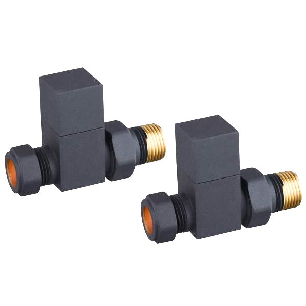 The Heating Co. Square straight radiator valves - anthracite grey