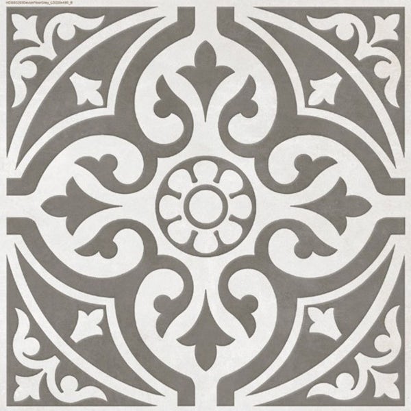 British Ceramic Tile Victoriana feature grey matt floor tile 331mm x 331mm