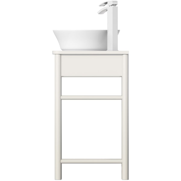 Mode South Bank white washstand with Bowery basin, tap and waste