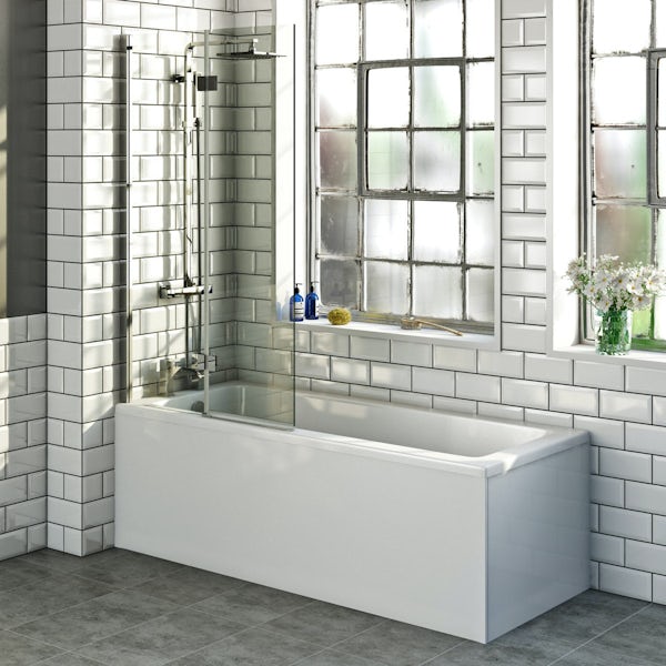 Orchard square edge single ended straight bath with acrylic front panel