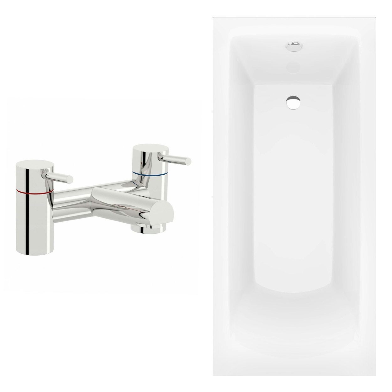 Orchard square edge single ended straight bath 1600 x 700 with panel and bath mixer tap