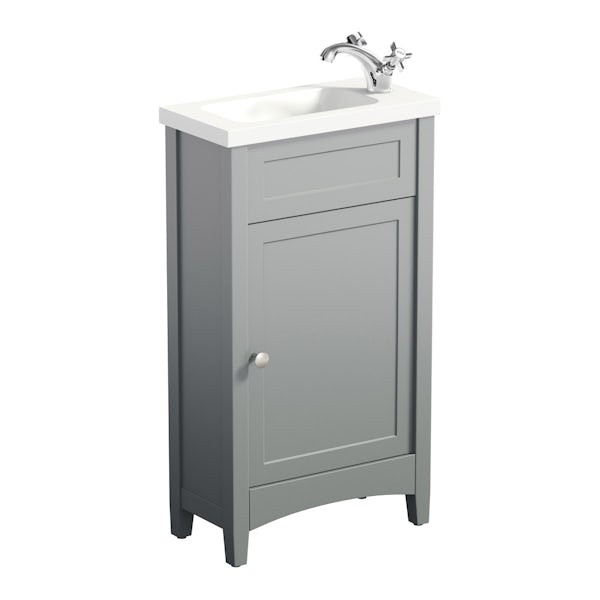 The Bath Co. Camberley satin grey cloakroom suite with traditional close coupled toilet