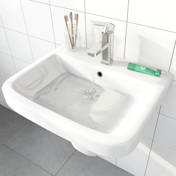 Mode Carter back to wall toilet and semi pedestal basin suite