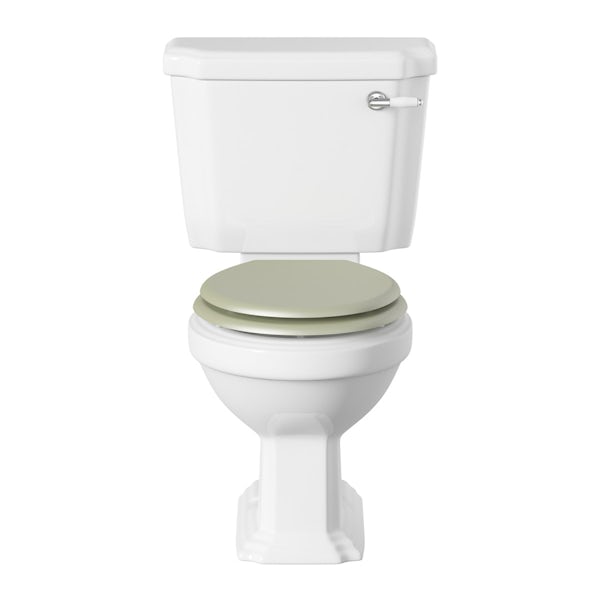 Dulwich close coupled toilet inc sage soft close seat with pan connector