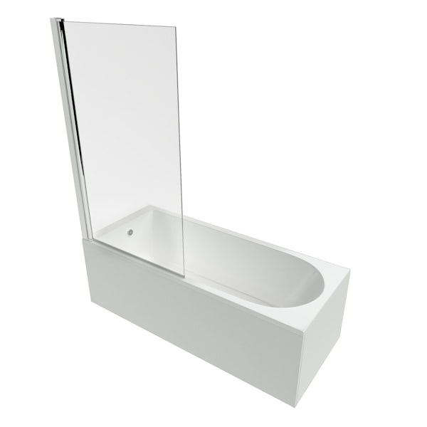 Ideal Standard Tesi complete bathroom suite with straight bath, angle bathscreen, taps, panel and waste