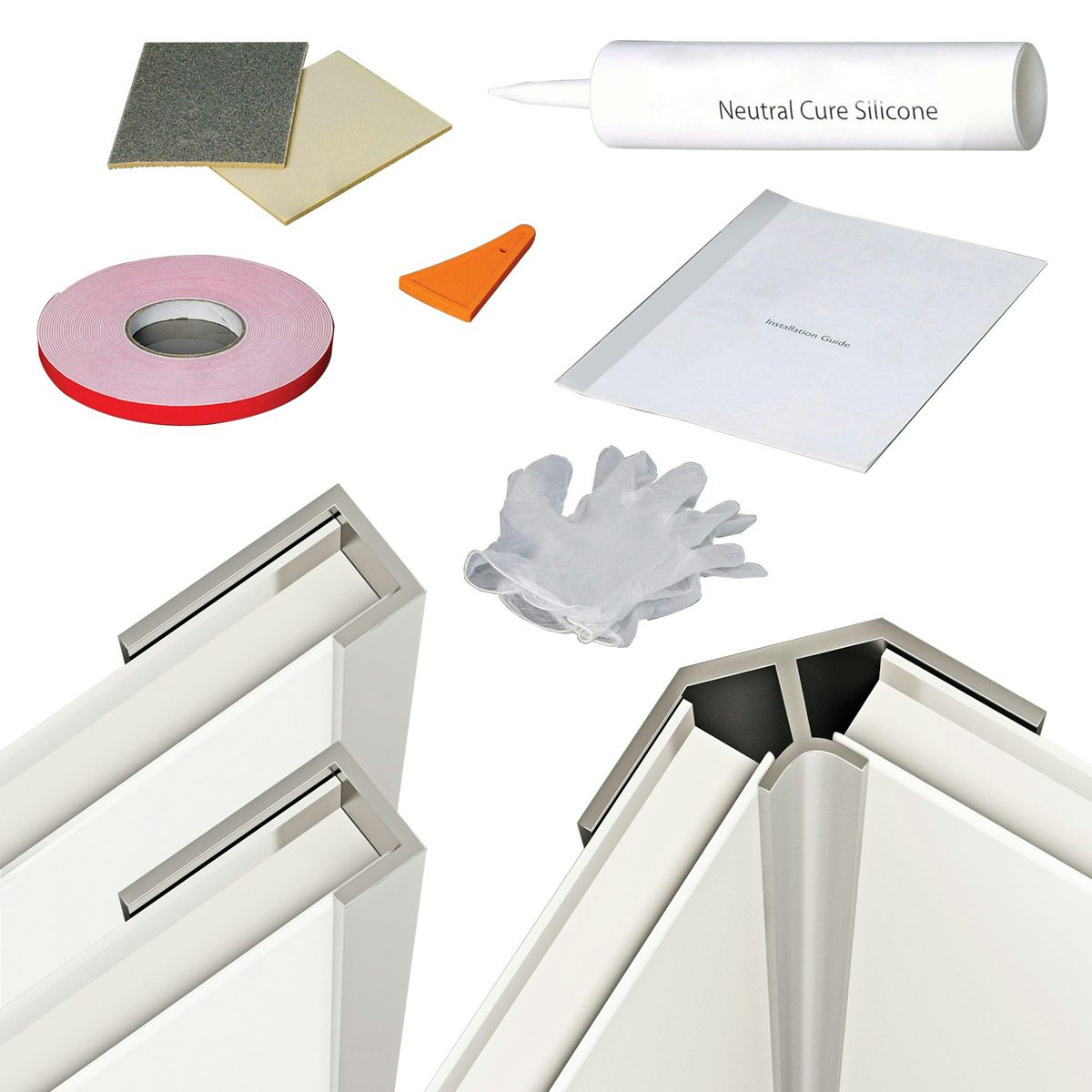 Orchard shower wall panel profile kit for corner installation