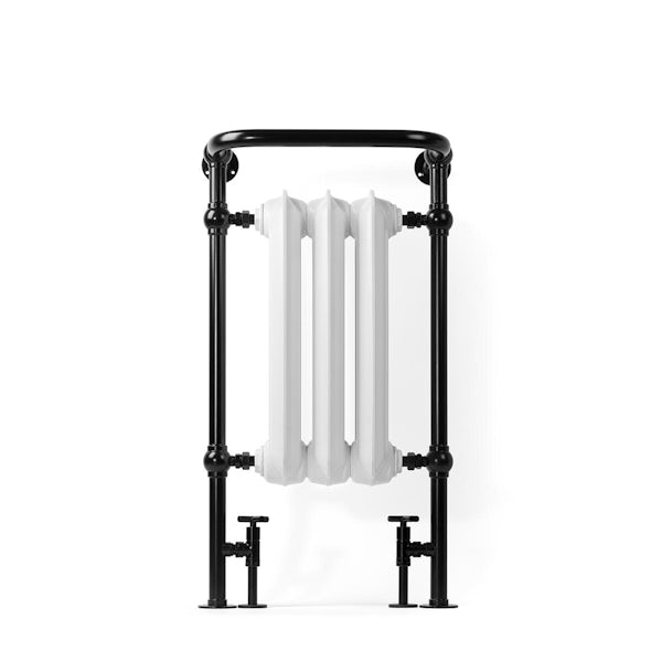 Terma Plain white & black cast iron heated towel rail 900 x 490