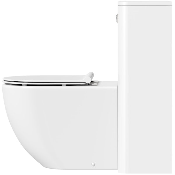 Mode Harrison snow back to wall unit and rimless toilet with slimline soft close seat