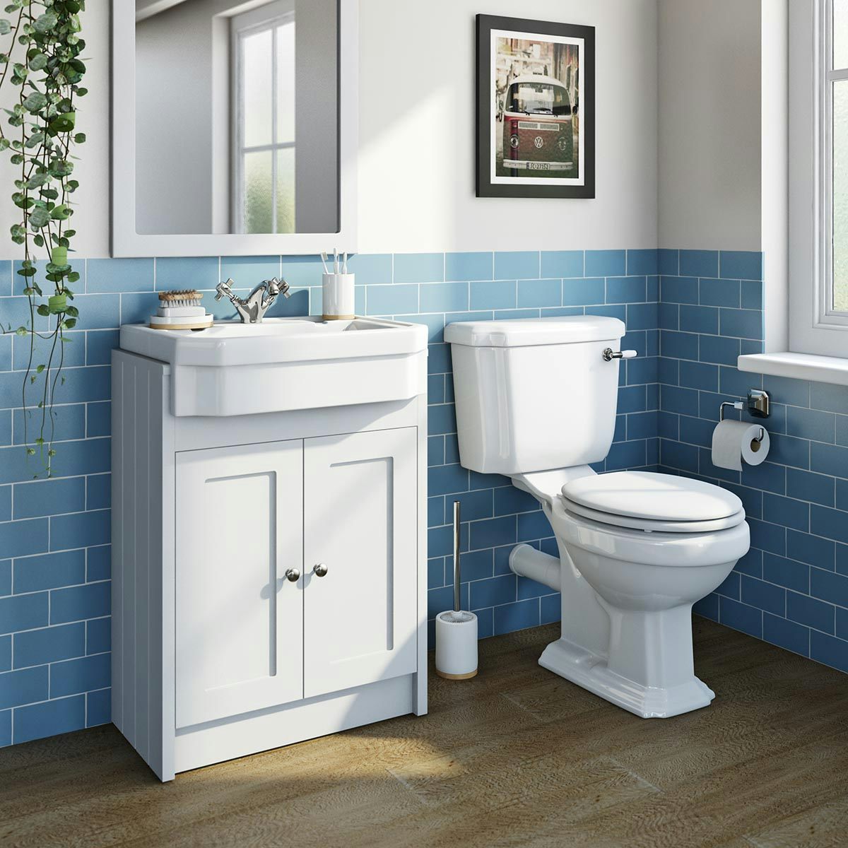 Orchard Dulwich close coupled toilet and Eton matt white vanity unit ...