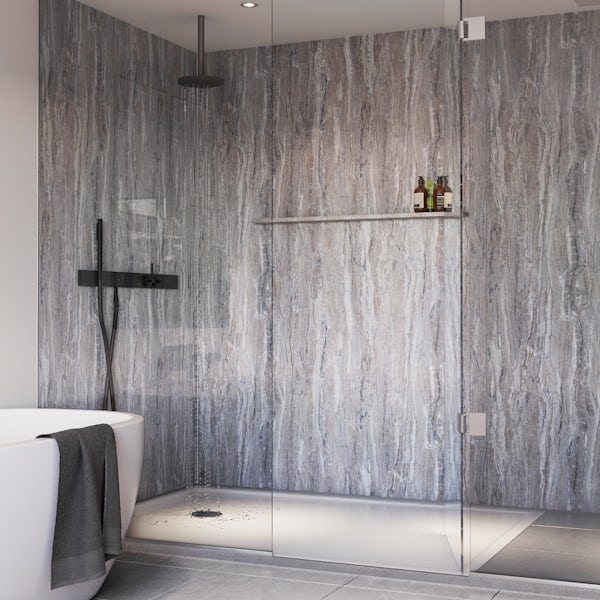 Showerwall Blue Toned Stone Waterproof, Waterproof Wall Boards For Bathrooms