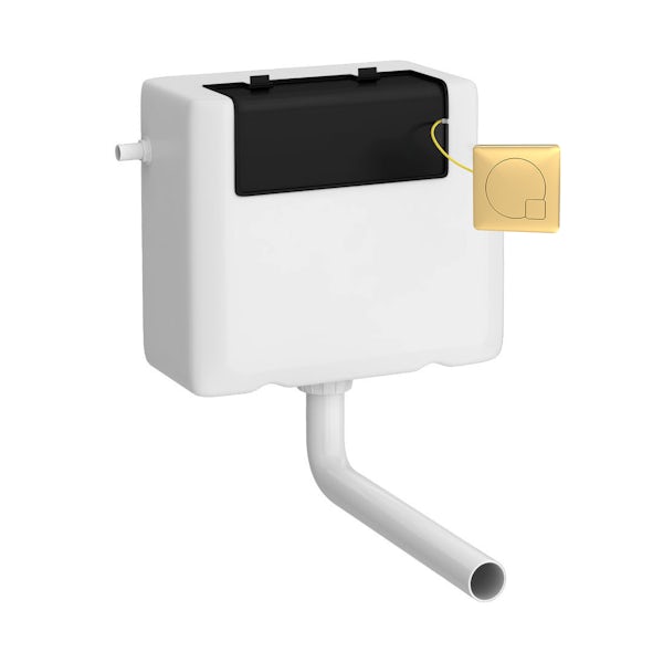 Mode Hicks concealed cistern with brushed brass square plate and side inlet
