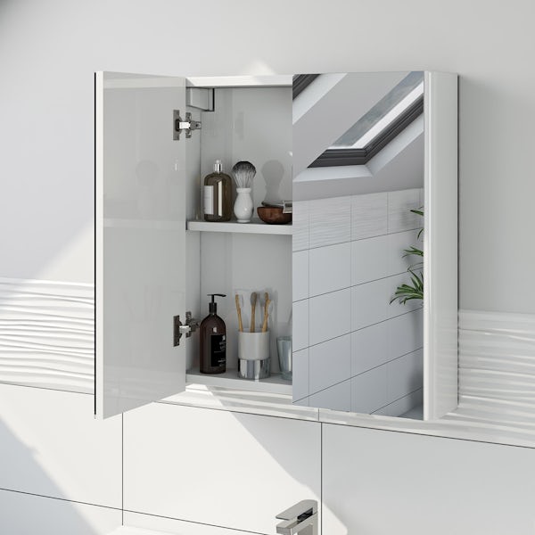 Mode Carter white floorstanding vanity unit and ceramic basin 800mm with mirror cabinet