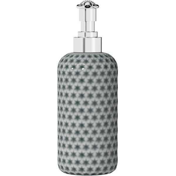 Accents grey polka dot soap dispenser