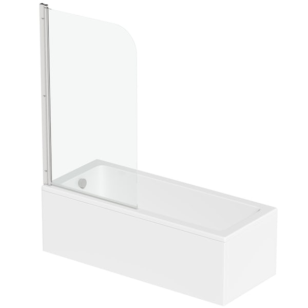 Eden square edge 1500 x 700 Shower Bath with Curved Single Screen