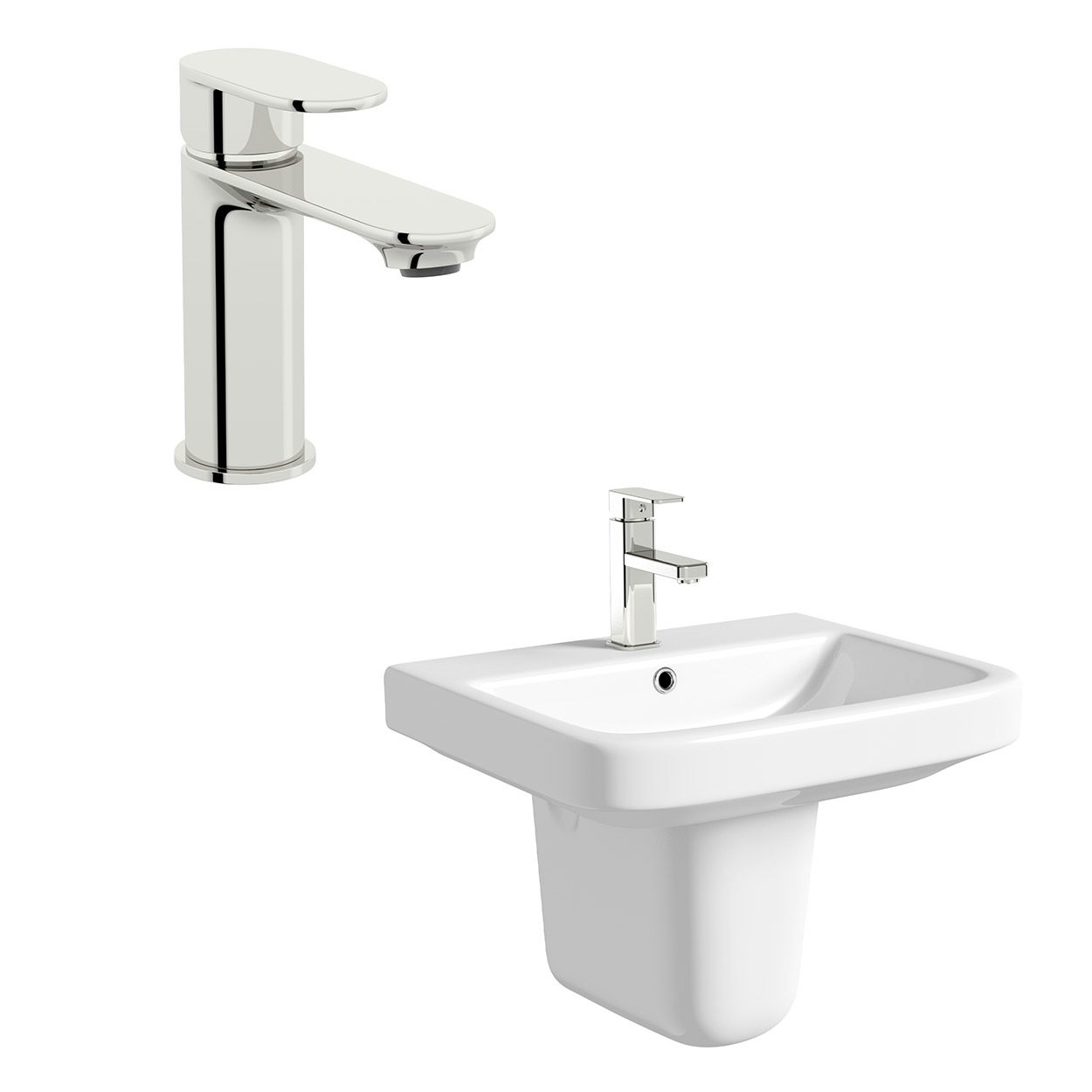 Mode Carter 1 tap hole semi pedestal basin 550mm with tap