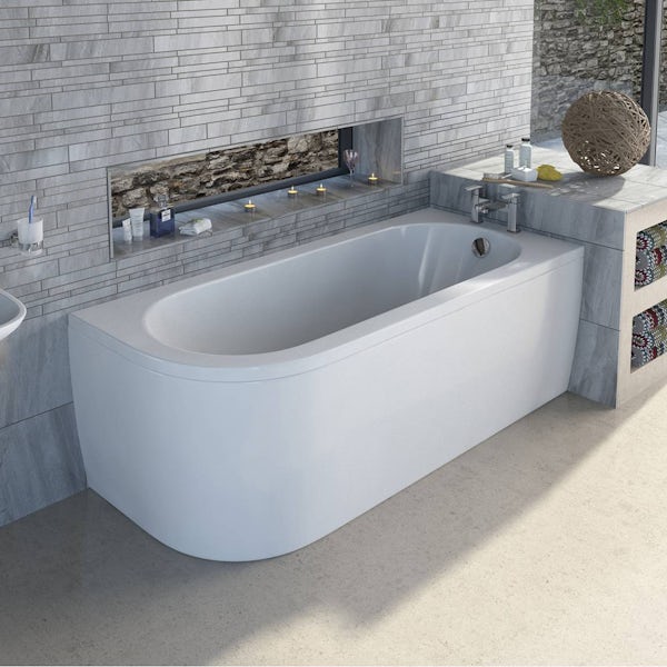Cayman D shaped right handed single ended bath 1700 x 750 with panel