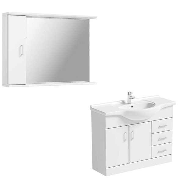 Sienna White 1050 Vanity Unit With Mirror Offer Victoriaplum Com