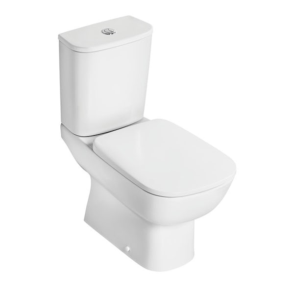 Ideal Standard Studio Echo cloakroom suite with open close coupled toilet and full pedestal basin 500mm