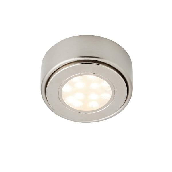 Forum Ellen round LED under cupboard light in satin nickel