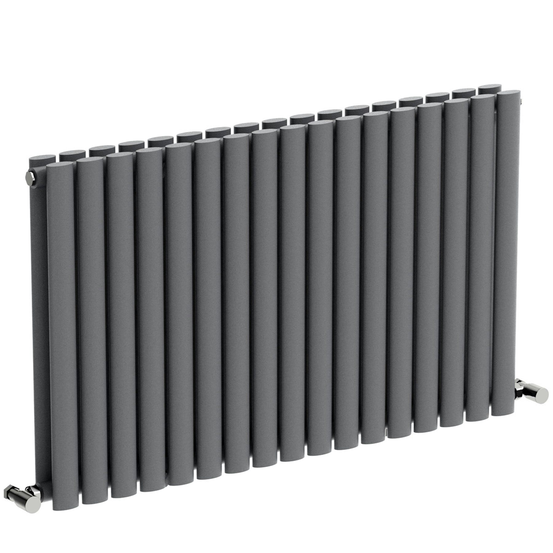 adelaar pad tijdschrift The Heating Co. Salvador anthracite grey double horizontal radiator 600 x  1000 with angled valves | VictoriaPlum.com