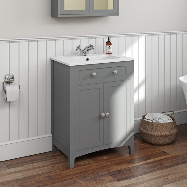 The Bath Co. Camberley satin grey vanity unit 600mm with traditional basin mixer
