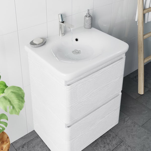 Mode Heath white floor standing unit and basin 600mm