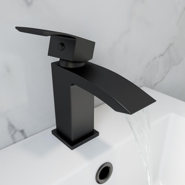 Orchard Wye black cloakroom basin mixer tap with waste