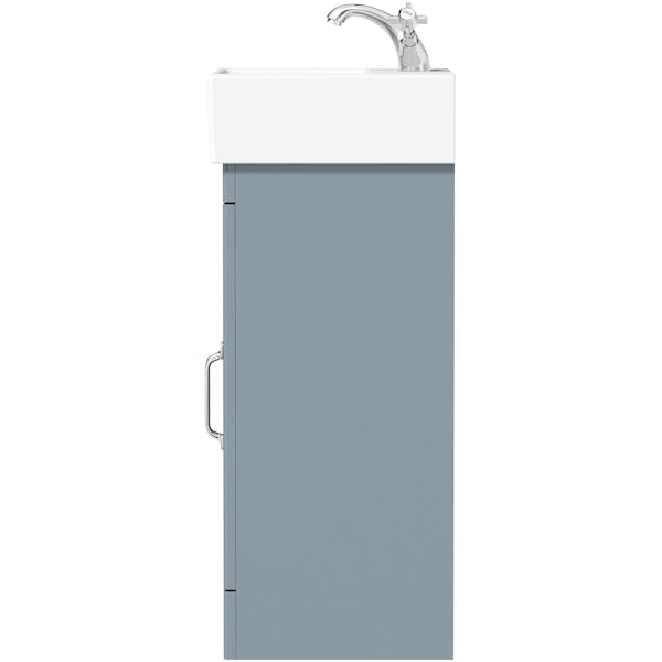 The Bath Co. Aylesford mineral blue floorstanding vanity unit and ceramic basin 400mm