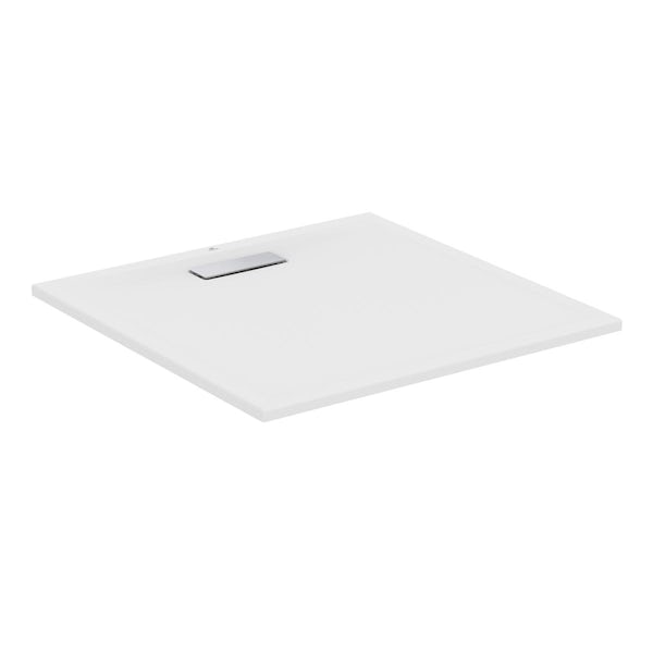Ideal Standard Ultraflat 900 x 900mm square shower tray in silk white with waste