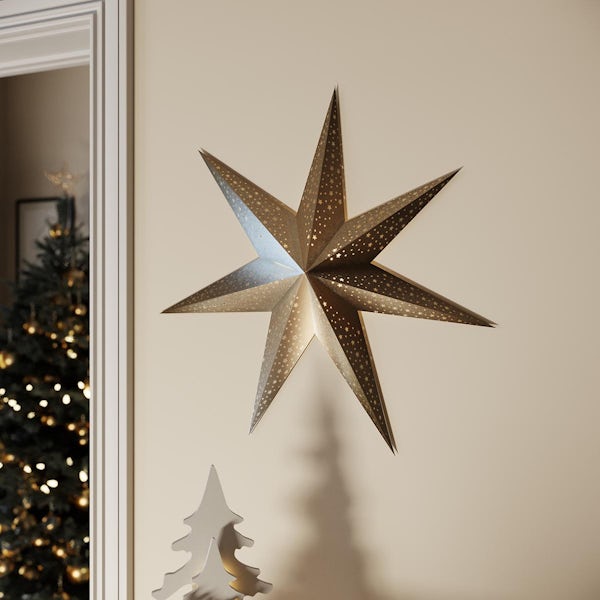 Eglo Christmas paper star light decoration in pewter