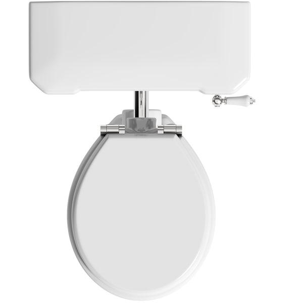 The Bath Co. Camberley low level toilet with wooden soft close seat white